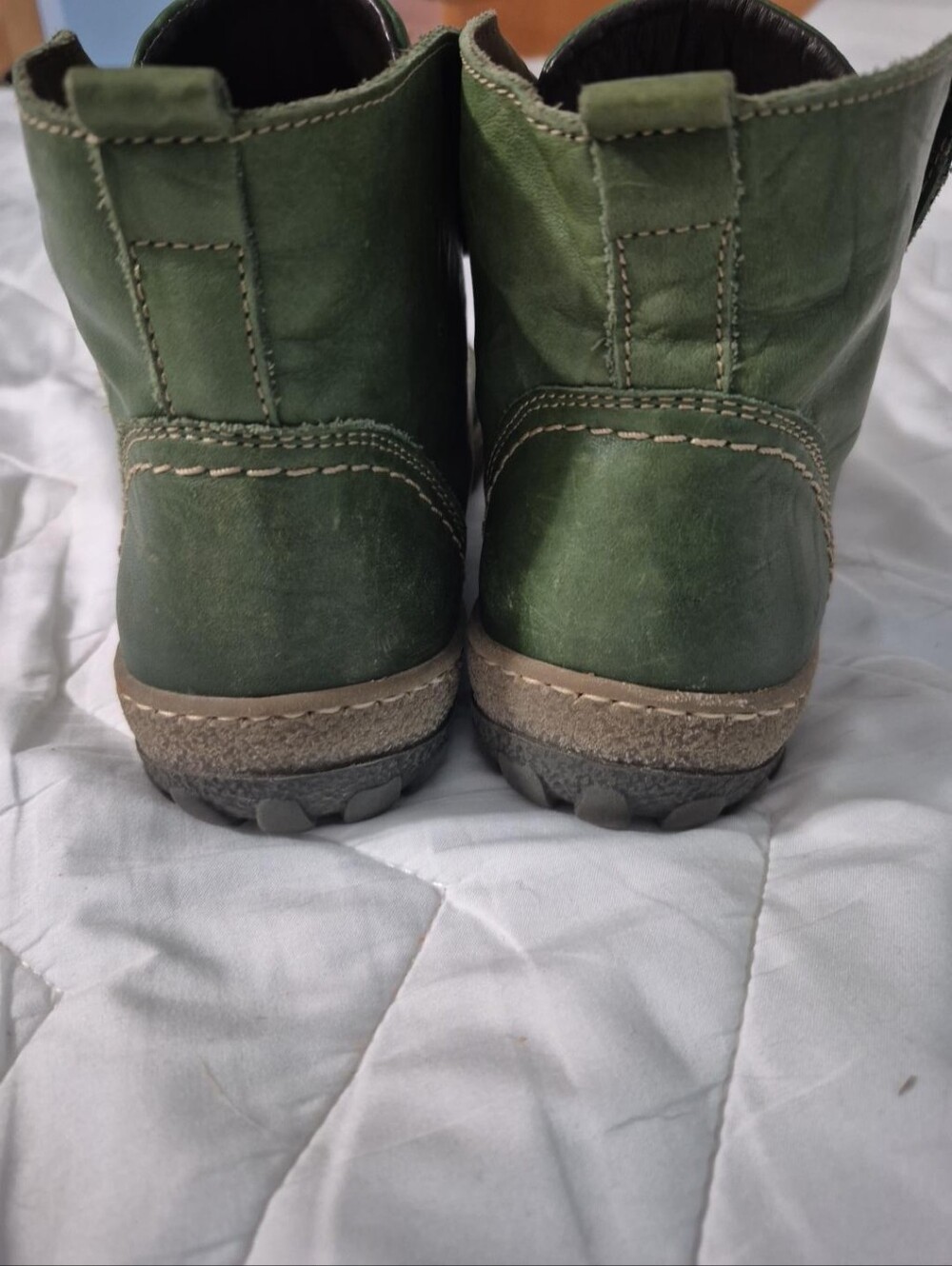 V-Italia Italian Leather Green Lace-Up Boots Size 38 Olive - Picture 3 of 7